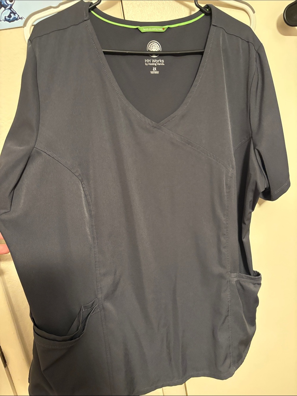 healing hands Charcoal Gray V-Neck Scrub Top 2XL